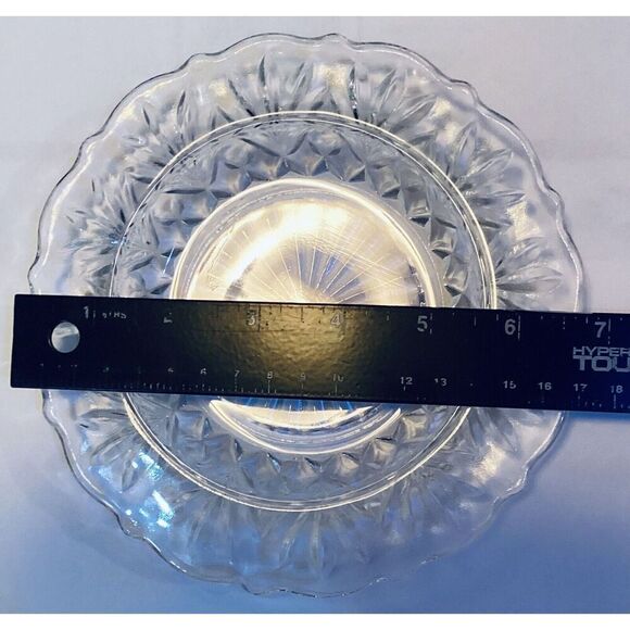 Vintage Anchor Hocking Round Butter Dish Prescut Clear "Pineapple Pattern 1960 - Picture 6 of 7